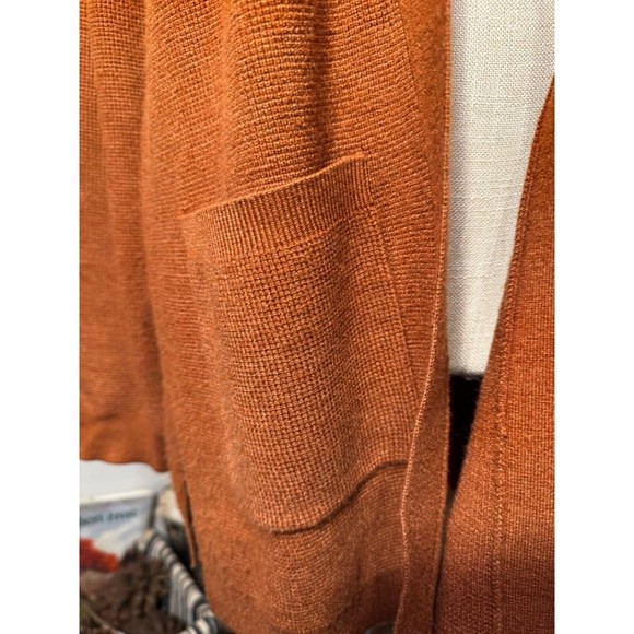 Cyrus Open Front Extra Long Pockets Cardigan Rust Brown Classic Knit medium - Picture 13 of 15